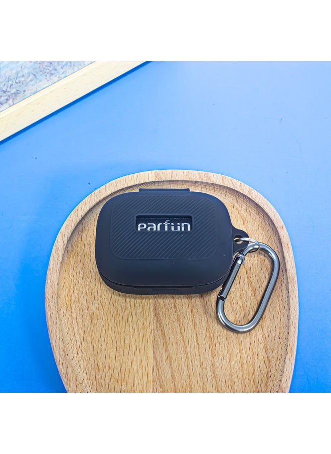 Fun EarFun Air Pro4 Bluetooth Headset Silicone Protective Case For Drop-resistant Storage Simple Solid Color Case-Color:Black-Model:G104