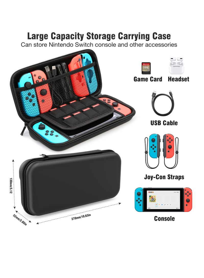 Switch Case Compatible with Fit for Nintendo Switch 9 in 1 Accessories kit with Carrying Case, Dockable Protective Case HD Screen Protector and 6pcs Thumb Grips Caps - Image 2