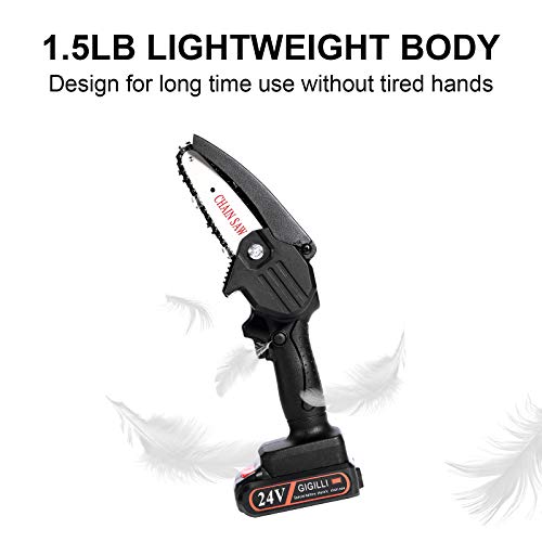 Gigilli Mini Chainsaw With 2 Batteries 2 Chain, 4-Inch Cordless Mini Chainsaw Battery Powered Portable, Father Gifts Handheld Small Electric Chainsaw for Branch Pruning Tree Trimming Wood Cutting - Image 4
