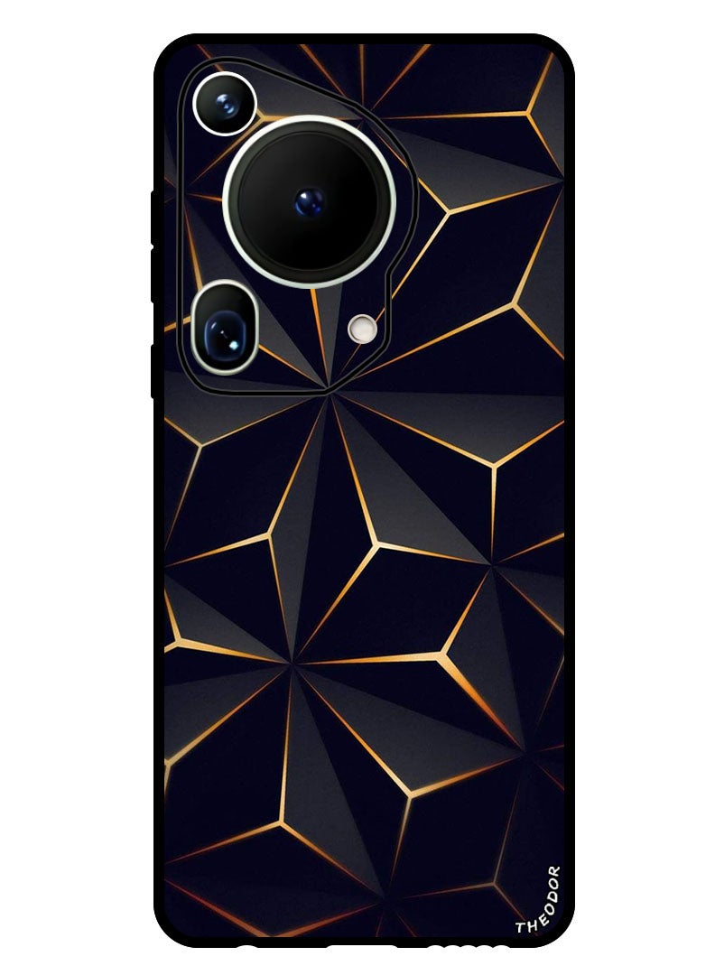 Theodor Protective Case Anti Scratch Shock Proof Bumper Cover For Huawei Pura 70 Ultra Black Gold Patter - Image 1