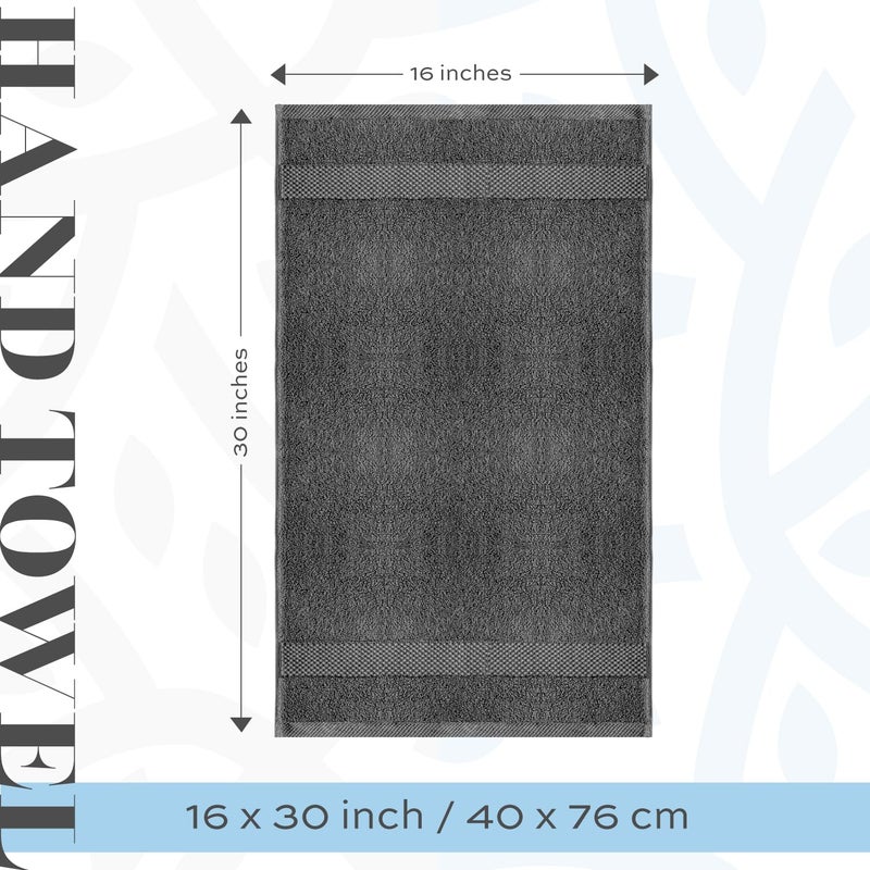White Classic Luxury Hand Towels for Bathroom-Hotel-Spa-Kitchen-Set - Circlet Egyptian Cotton - 16x30 Inches - Set of 6 (Dark Gray) - Image 4
