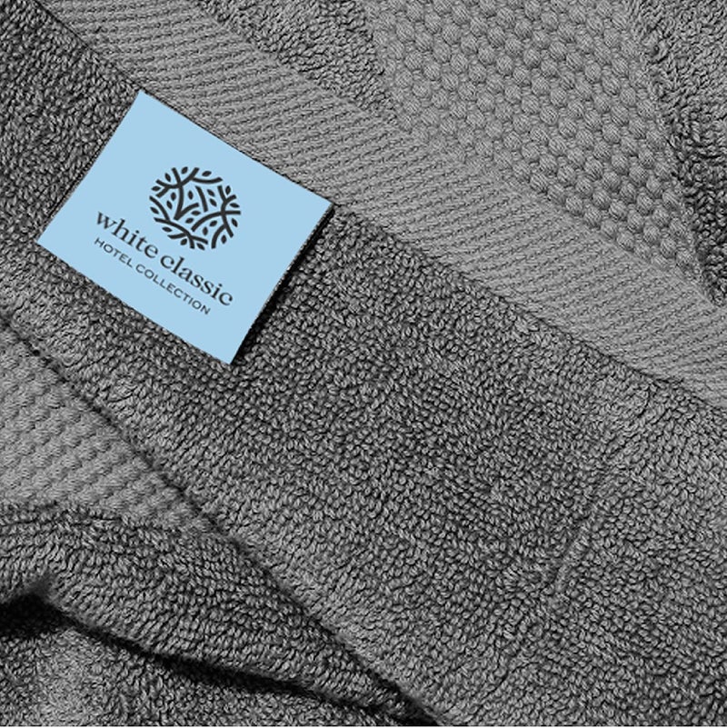 White Classic Luxury Hand Towels for Bathroom-Hotel-Spa-Kitchen-Set - Circlet Egyptian Cotton - 16x30 Inches - Set of 6 (Dark Gray) - Image 5