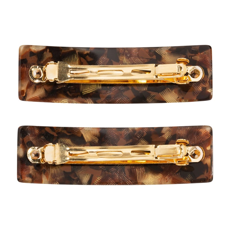 France Luxe Rectangle Barrette Pair, Pavlova Brown - Image 5