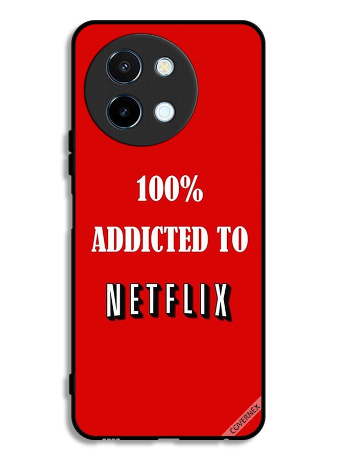 Covernex Vivo Y38 5G Protective Case Cover 100% Addicted To Netflix - Image 1