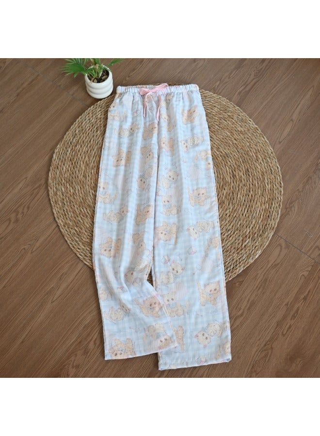Summer New Arrival Pajama Pants Pink Cartoon Cat Print Loose Home Thin Cartoon Casual Trousers For Outer Wearing For Walking