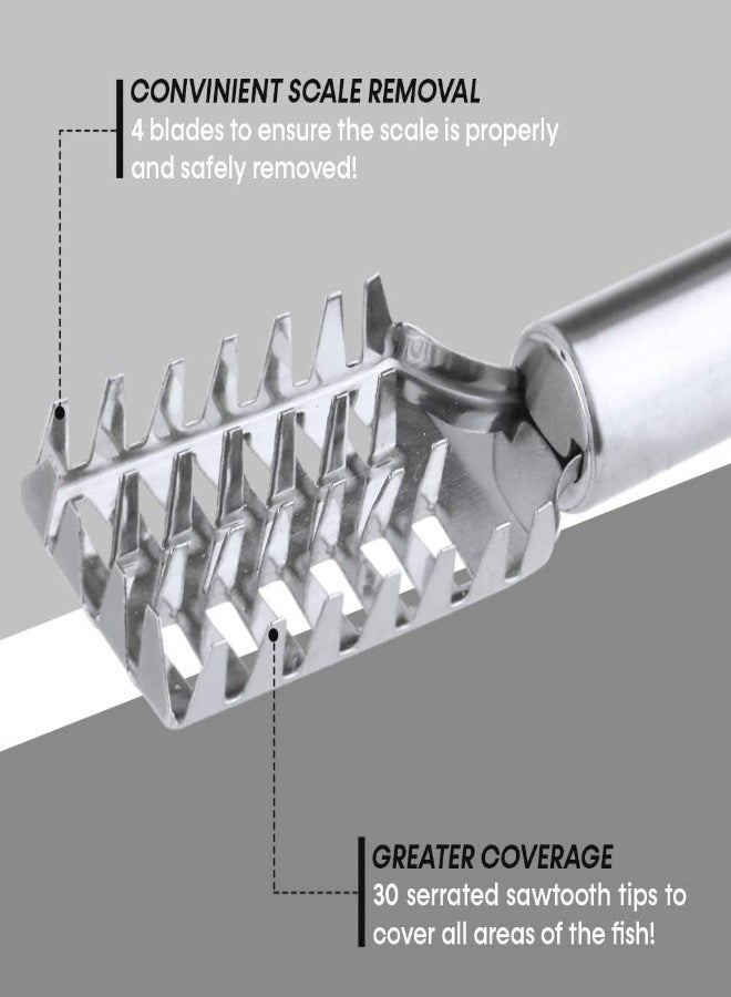 AKDC Fish Scaler Remover With Stainless Steel Sawtooth, Ergonomic Handle Design With Firm Grip For Faster And Easier Fish Scales Skin Removing Peeling, Silver - Image 3