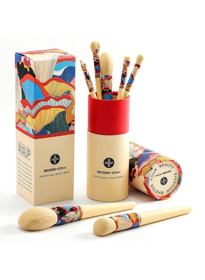 EIGSHOW Makeup Brushes Ready In 7 Face Eye Uncomplicated Set With Eco Carton Cylinder 2 Cup Box For Powder Concealer Highlighter Foundation Liner Eye Shadow Cruelty Free Synthetic Bristle Vegan (Fresher) - Image 2