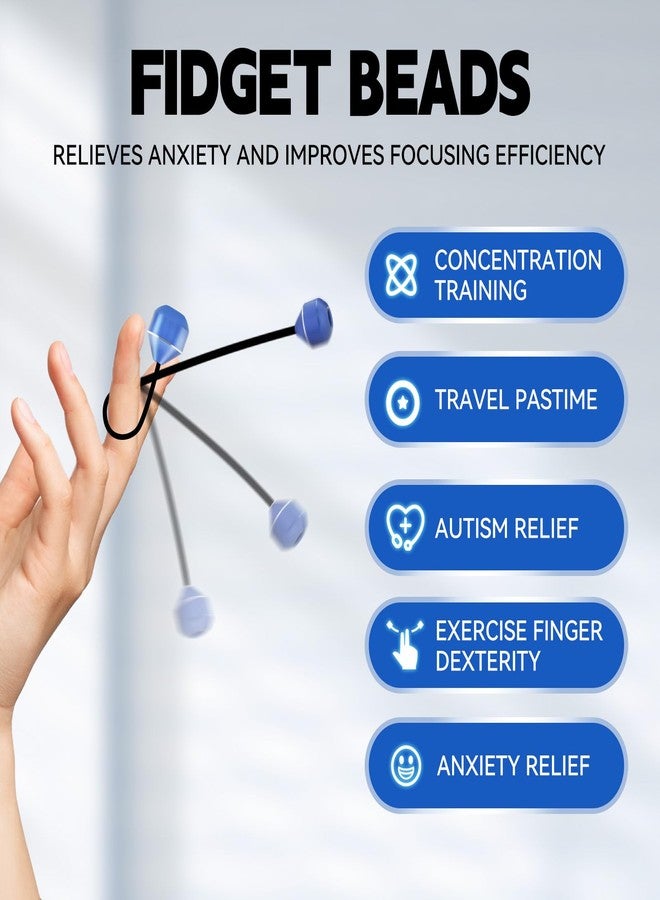 خرزات التململ، لعبة تململ معدنية، لعبة لتخفيف القلق والتوتر، مناسبة لتنمية مهارات اللعب لدى اللاعبين، لعبة لتخفيف التوتر (أزرق) - Image 2
