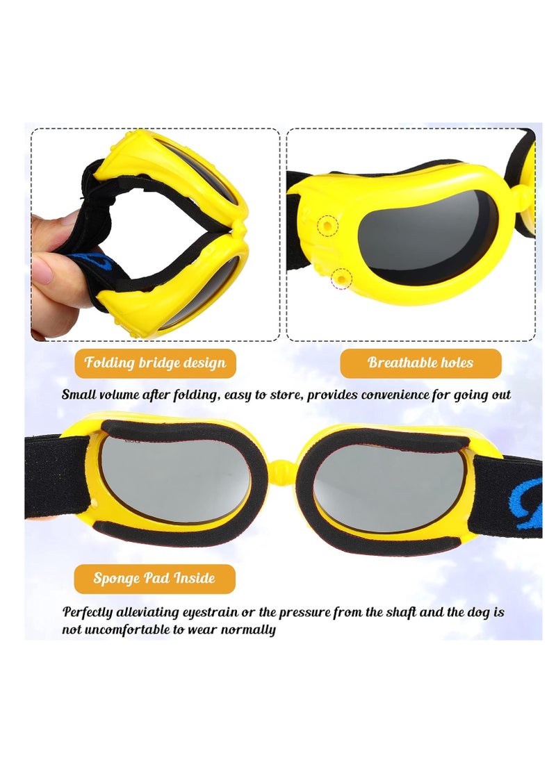 KASTWAVE 2Pcs Dog Helmet and Goggles, 4 Inch Padded Pet Motorcycle Helmet, Dog Sunglasses, Pet Outdoor Sun Protection Visor Hat, Pet UV Protection, Safety Pet Cap, Adorable Puppy Goggles, Yellow - Image 5