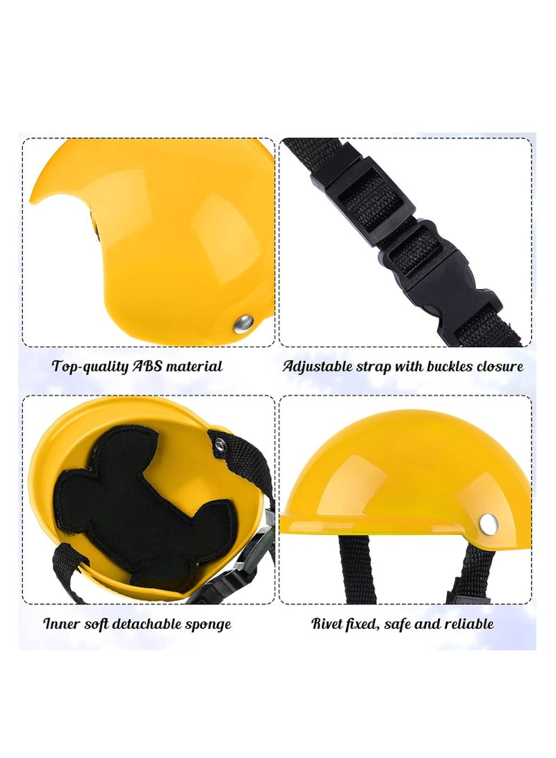 KASTWAVE 2Pcs Dog Helmet and Goggles, 4 Inch Padded Pet Motorcycle Helmet, Dog Sunglasses, Pet Outdoor Sun Protection Visor Hat, Pet UV Protection, Safety Pet Cap, Adorable Puppy Goggles, Yellow - Image 4