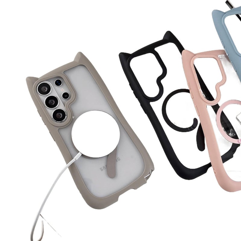 غطاء MagSafe بAcrylic لـ Samsung S26 Ultra / Samsung S26 مع مغناطيس قوي وحماية من السقوط مع مقاوم للصدمات مع مقاوم للخدش باللون أزرق مغناطيسي من الأكريليك - Image 3