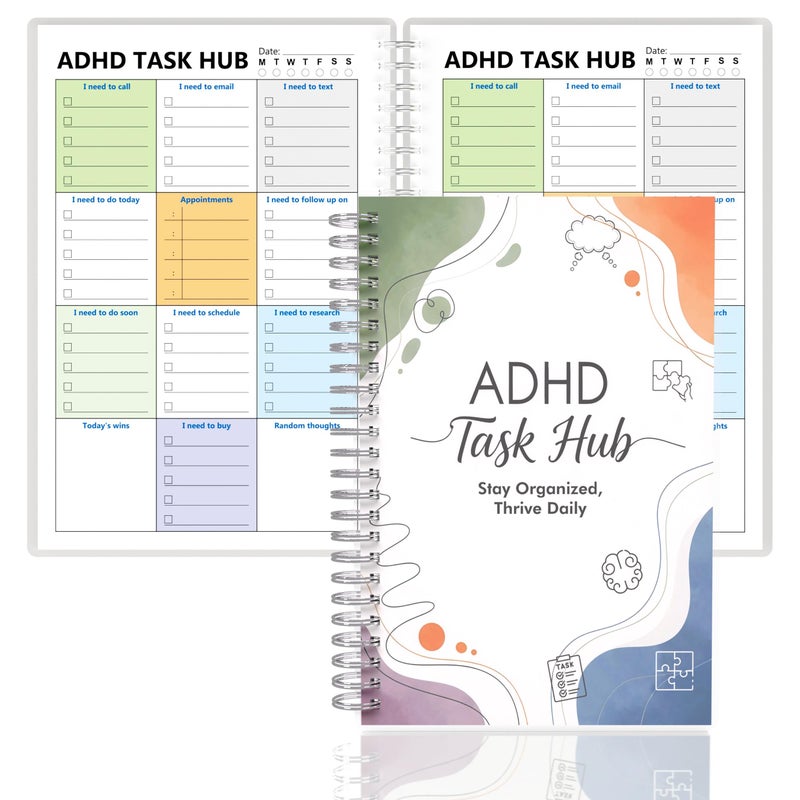 snootion ADHD Planner for Focus & Productivity: Task Management Hub with Color-Coded Sections for Calls, Emails, To-Dos, Appointments & More. Reduce Overwhelm. A5, Durable Cover, 100gsm Paper, Spiral Bound - Image 1