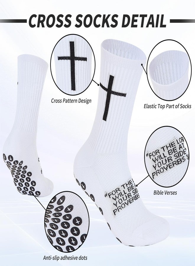 Bodoniy 2 Pairs Cross Grip Soccer Socks Non-Slip Sports Sock with Bible Verse, Jesus Christian Socks for Football, US 6-13 - Image 5