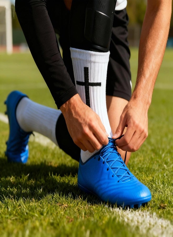 Bodoniy 2 Pairs Cross Grip Soccer Socks Non-Slip Sports Sock with Bible Verse, Jesus Christian Socks for Football, US 6-13 - Image 2