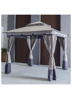 DANUBE HOME Delight Gazebo Steel Frame With Polyester Roof Square Shape With Curtain Water And UV Resistant Garden Patio Canopy Modern Outdoor Furniture 2.7x2.7m Grey  - Image 3