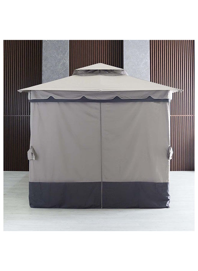 DANUBE HOME Delight Gazebo Steel Frame With Polyester Roof Square Shape With Curtain Water And UV Resistant Garden Patio Canopy Modern Outdoor Furniture 2.7x2.7m Grey  - Image 5