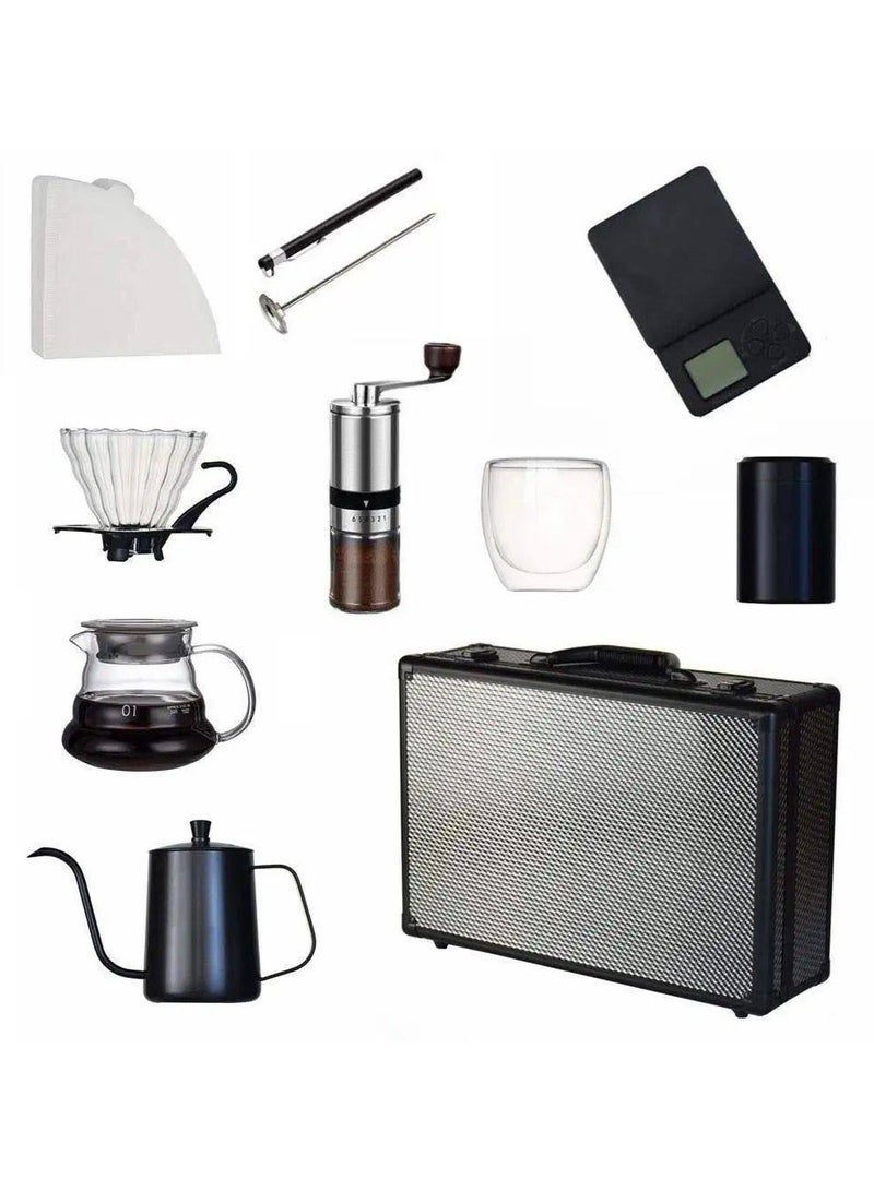ELTRAZONE V60 Upgraded Pour Over Coffee Kit | Complete Barista Set with 360ml Glass Server, 600ml Kettle, Manual Grinder, Scale with Timer, Filters, Travel Bag & Brewing Accessories - Image 2