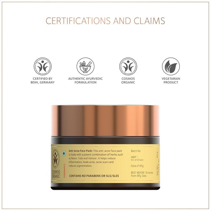 SoulTree AntiAcne Face Pack Neem Tulsi Vetiver Oily AcneProne Skin 30gm - Image 5