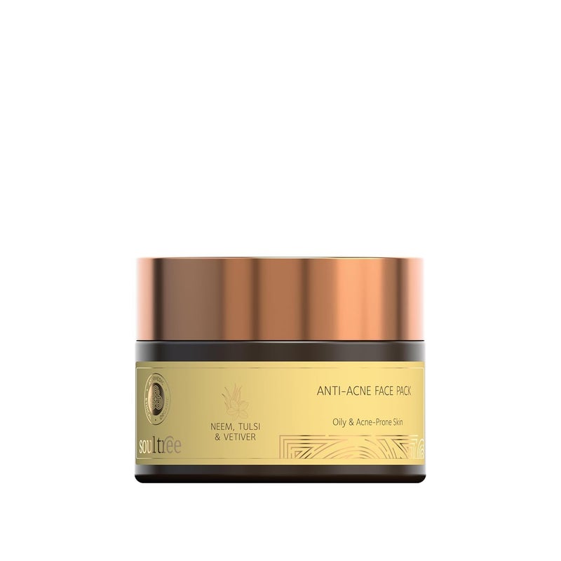 SoulTree AntiAcne Face Pack Neem Tulsi Vetiver Oily AcneProne Skin 30gm - Image 1