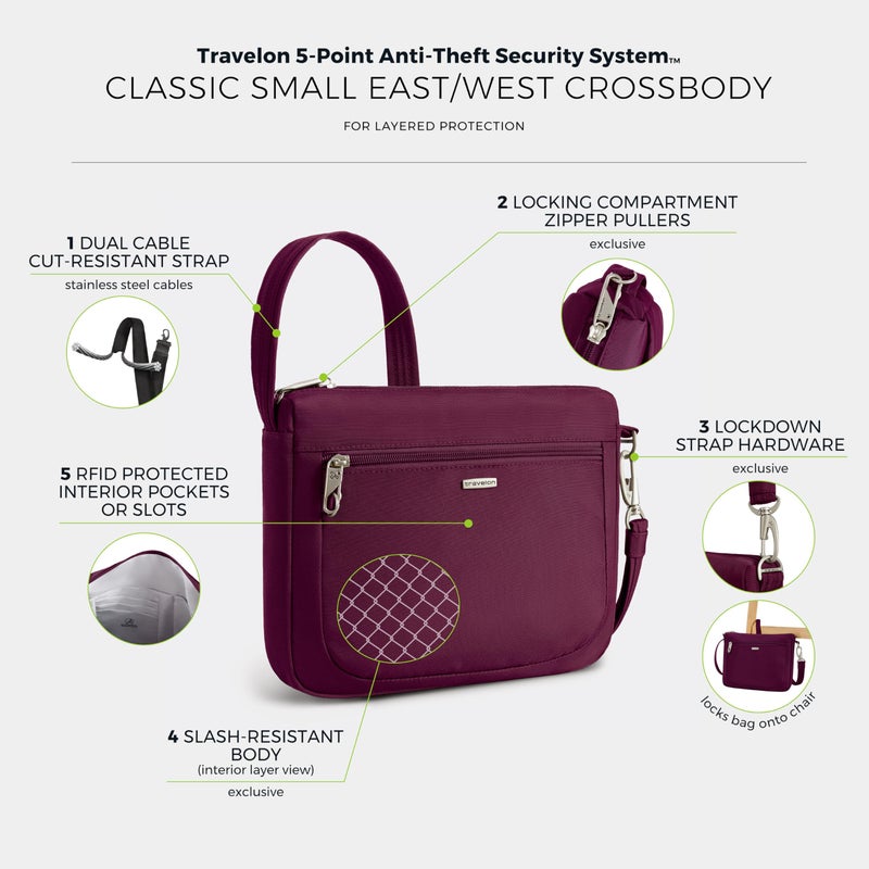 Travelon Anti-Theft Classic Small East/West Crossbody - Image 3