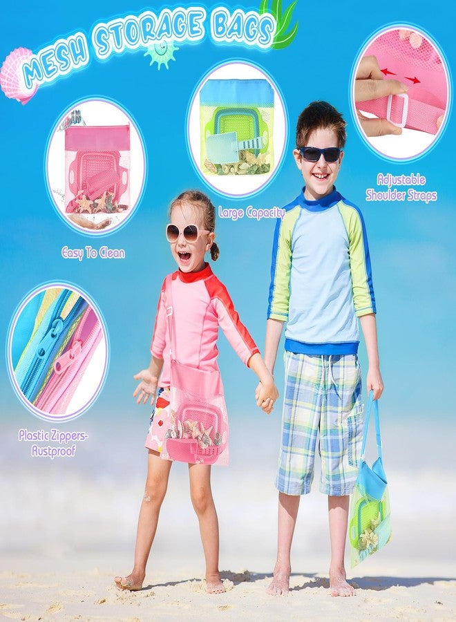 EULRGAUS Beach Toys, 6 PCS Sand Sifter for The Beach, Sand Toys with 2 Collapsible Sand Sifters Sieve, 2 Beach Shovels, 2 Mesh Beach Bags, Shark Tooth Sifter & Shell Collecting for kids Boys and Girls - Image 5