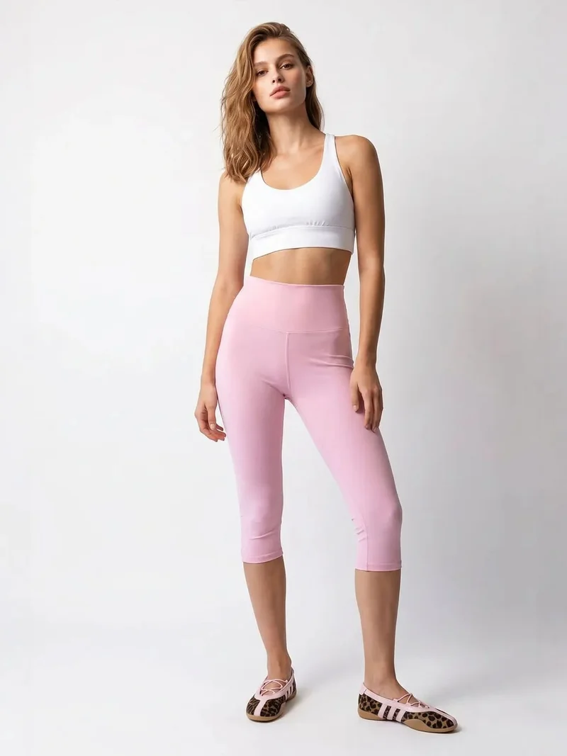 ميكسراي MIXRAY High-Waist Capri Leggings With Slit