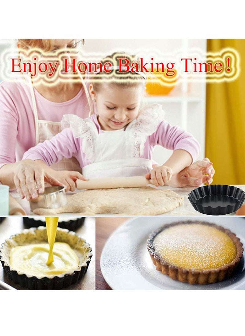 SYOSI - Mini Tart Pans with Removable Bottom Round Nonstick Quiche Pan Heavy Duty Fluted Side for Pies Mousse Cakes Dessert Baking 4 Inch 6pcs - Image 1