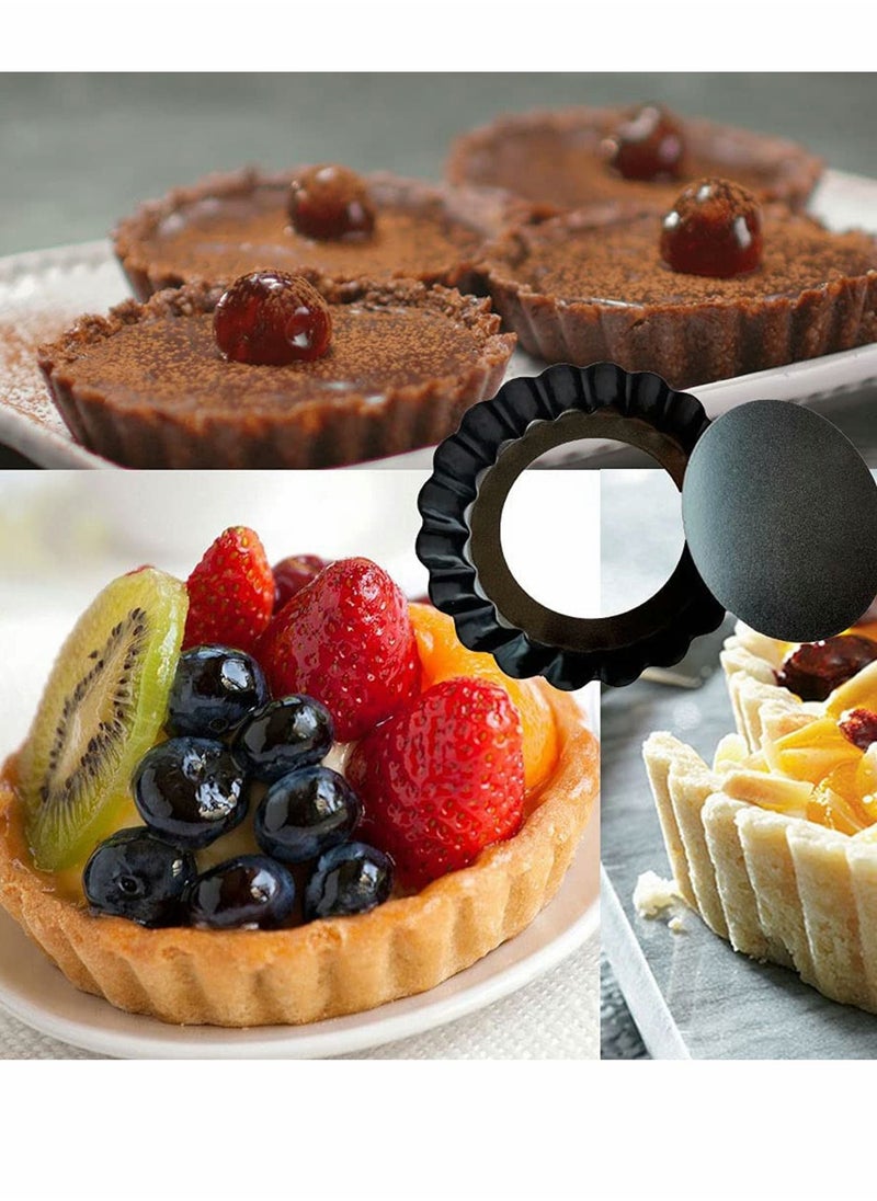 SYOSI - Mini Tart Pans with Removable Bottom Round Nonstick Quiche Pan Heavy Duty Fluted Side for Pies Mousse Cakes Dessert Baking 4 Inch 6pcs - Image 1