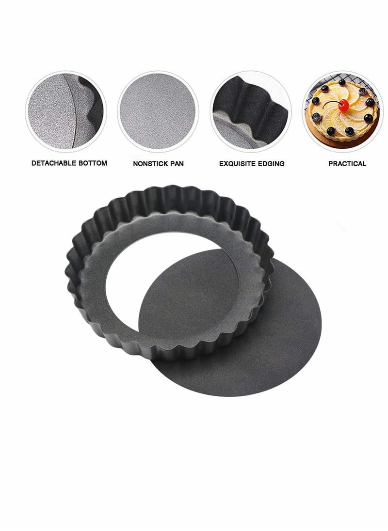 SYOSI - Mini Tart Pans with Removable Bottom Round Nonstick Quiche Pan Heavy Duty Fluted Side for Pies Mousse Cakes Dessert Baking 4 Inch 6pcs - Image 1