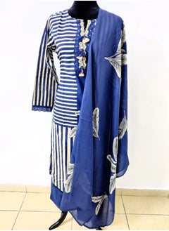 PRIYA’S PANACHE Dark Blue Digital Printed Pure Cotton Straight Kurta Set with Dupatta & Pants | Ethnic Wear for Women | Indian Dress | Ready to Wear Salwar Kameez  - Image 5