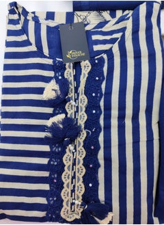 PRIYA’S PANACHE Dark Blue Digital Printed Pure Cotton Straight Kurta Set with Dupatta & Pants | Ethnic Wear for Women | Indian Dress | Ready to Wear Salwar Kameez  - Image 4