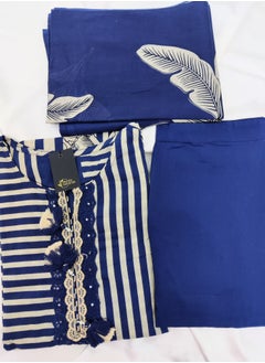 PRIYA’S PANACHE Dark Blue Digital Printed Pure Cotton Straight Kurta Set with Dupatta & Pants | Ethnic Wear for Women | Indian Dress | Ready to Wear Salwar Kameez  - Image 3