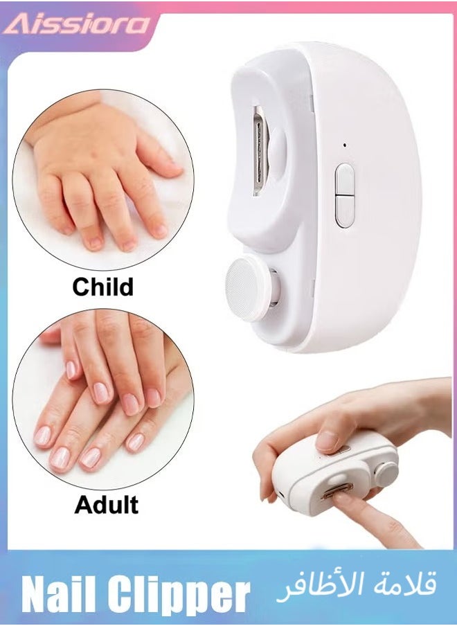 Aissiora Electric Nail Clippers, 2-in-1 Electric Polishing Automatic Nail Clippers Pro with Light Trimmer Nail Cutter Manicure for Baby Elderly Care Tools, elecctric nail trimmer  - Image 1