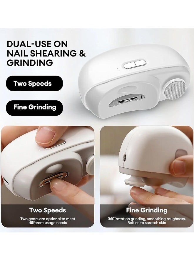 Aissiora Electric Nail Clippers, 2-in-1 Electric Polishing Automatic Nail Clippers Pro with Light Trimmer Nail Cutter Manicure for Baby Elderly Care Tools, elecctric nail trimmer  - Image 3
