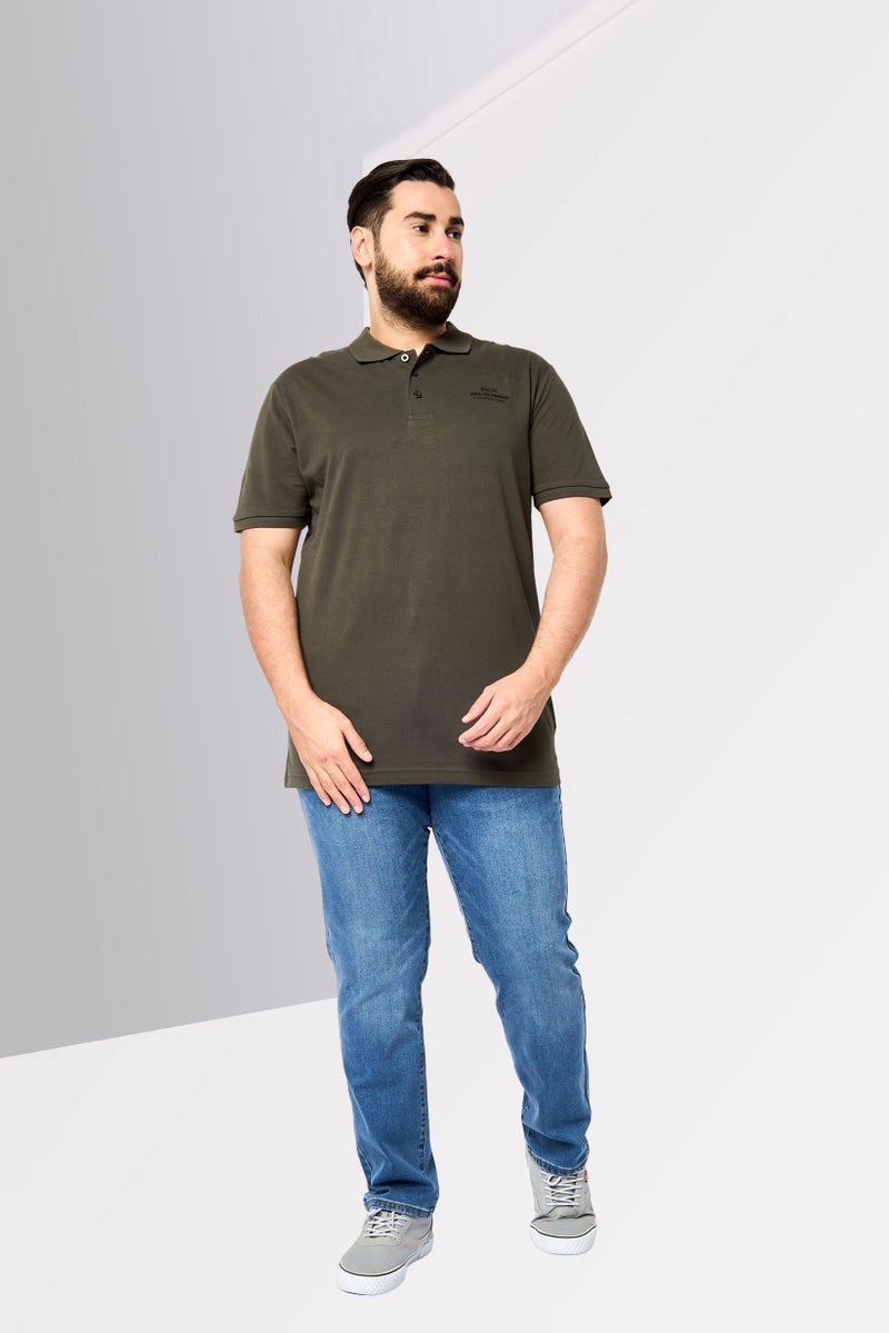 JOHN RICHMOND Men Regular Fit Brand Logo Short Sleeves Polo Shirt, Dark Olive  - Image 2