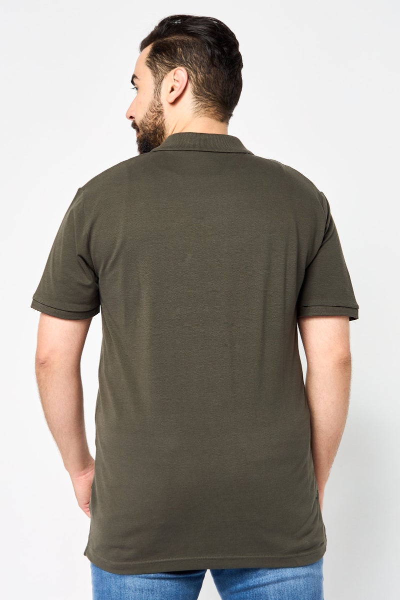 JOHN RICHMOND Men Regular Fit Brand Logo Short Sleeves Polo Shirt, Dark Olive  - Image 4