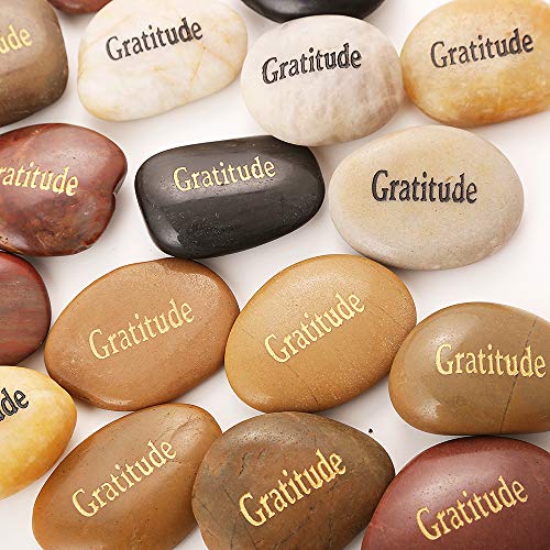 ROCKIMPACT 50PCS Gratitude Gratitude Rocks Bulk Engraved Rocks Inspirational Stones Prayer Gifts Zen Chakra Worry Stones Motivation Encouragement Rocks Wholesale Gratitude Stones, 2"-3" Each - Image 1