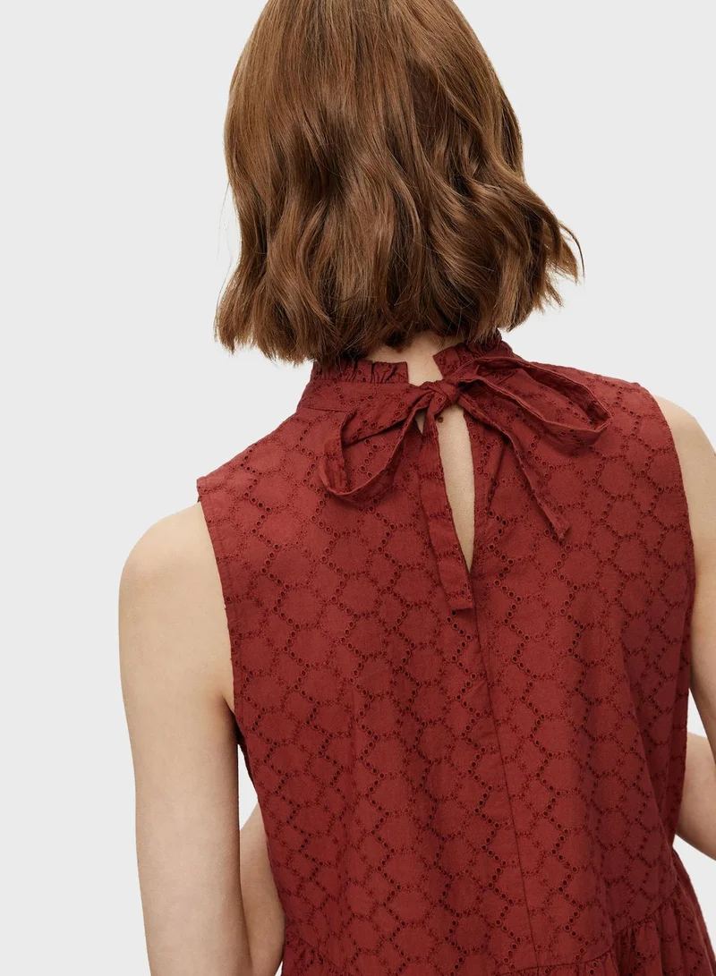 PIECES Ruffle Hem High Neck Dress