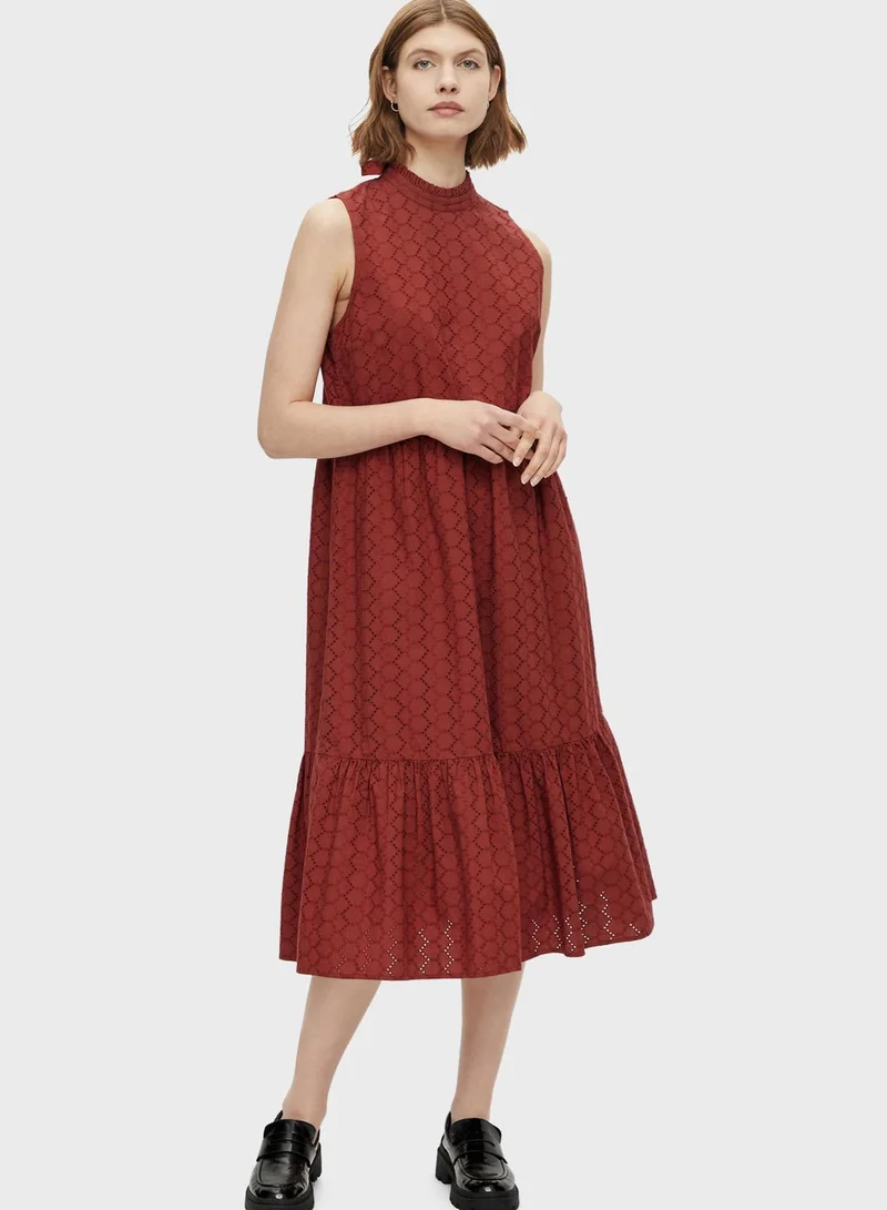 PIECES Ruffle Hem High Neck Dress