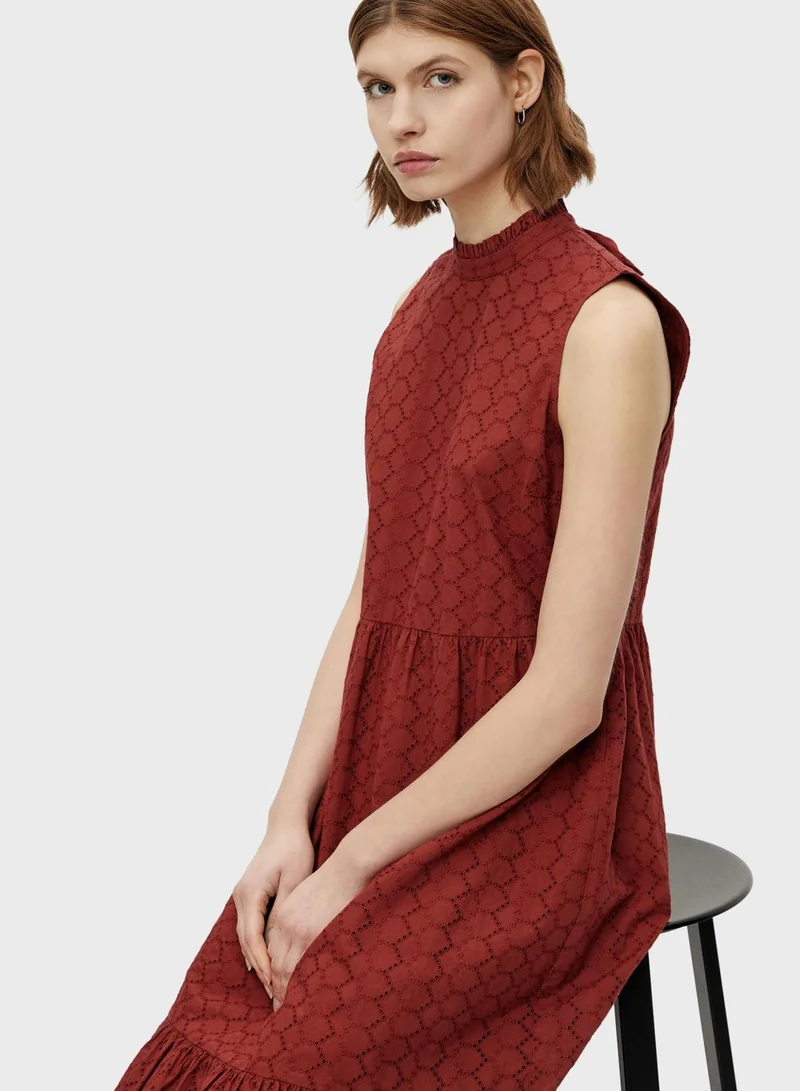 PIECES Ruffle Hem High Neck Dress