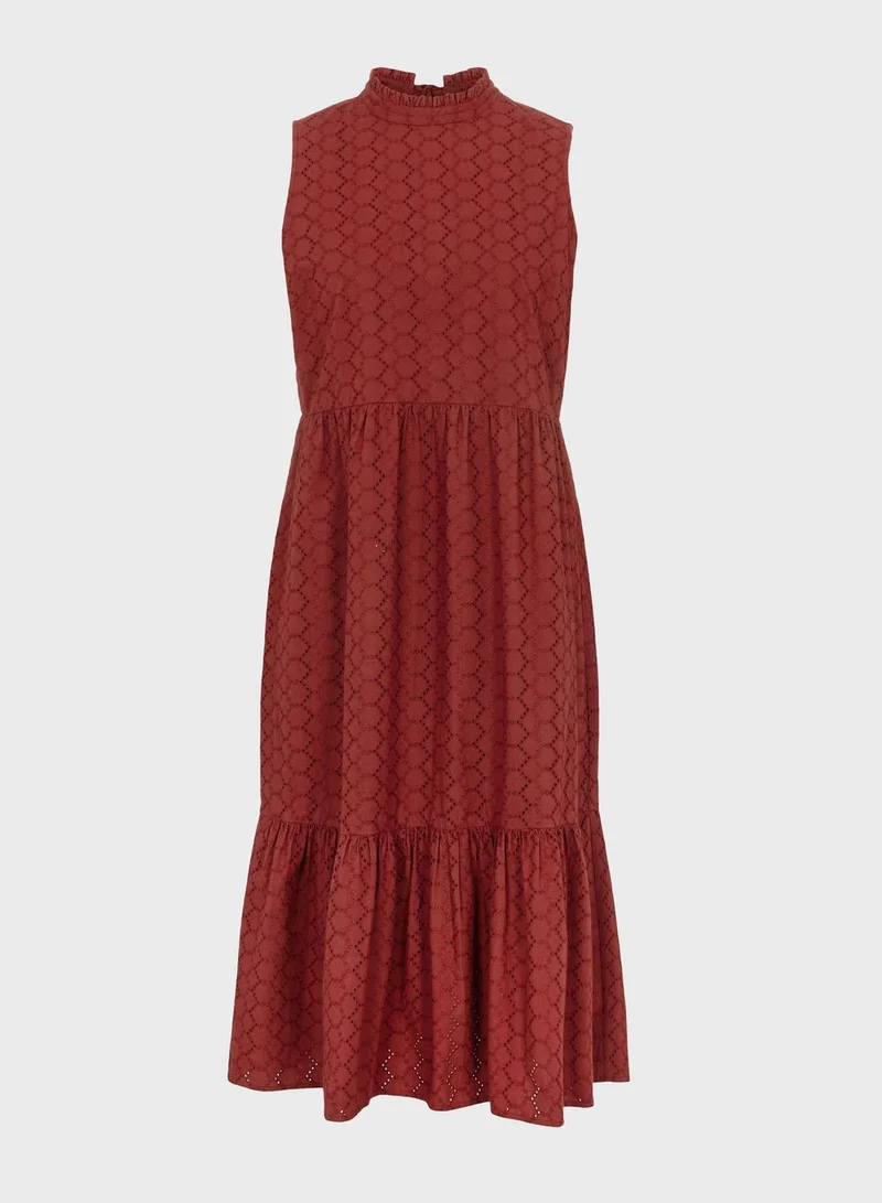 PIECES Ruffle Hem High Neck Dress