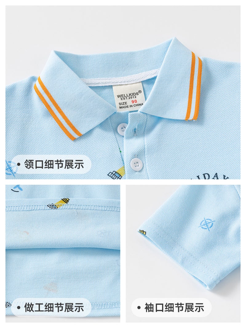 Children'S Clothing 2026 New Summer Clothing Boys' Short-Sleeved T-Shirts Kidsren'S Full-Print Polo Shirts Baby Short-Sleeved Tops Trendy - Image 5