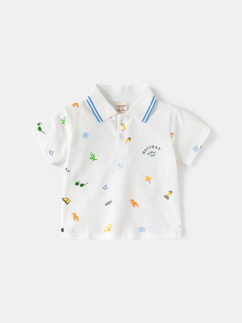 Children'S Clothing 2026 New Summer Clothing Boys' Short-Sleeved T-Shirts Kidsren'S Full-Print Polo Shirts Baby Short-Sleeved Tops Trendy - Image 4
