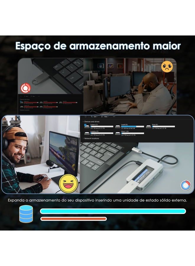 WAVLINK USB-C Hub, WAVLINK 10Gbps USB-C Hub with M.2 PCIe/SATA SSD Port, HDMI, 100-W-PD, USB-A&C 3.2/2.0, SD&TF Compatible with MacBook/Chromebook/Dell/HP/Lenovo - Image 4
