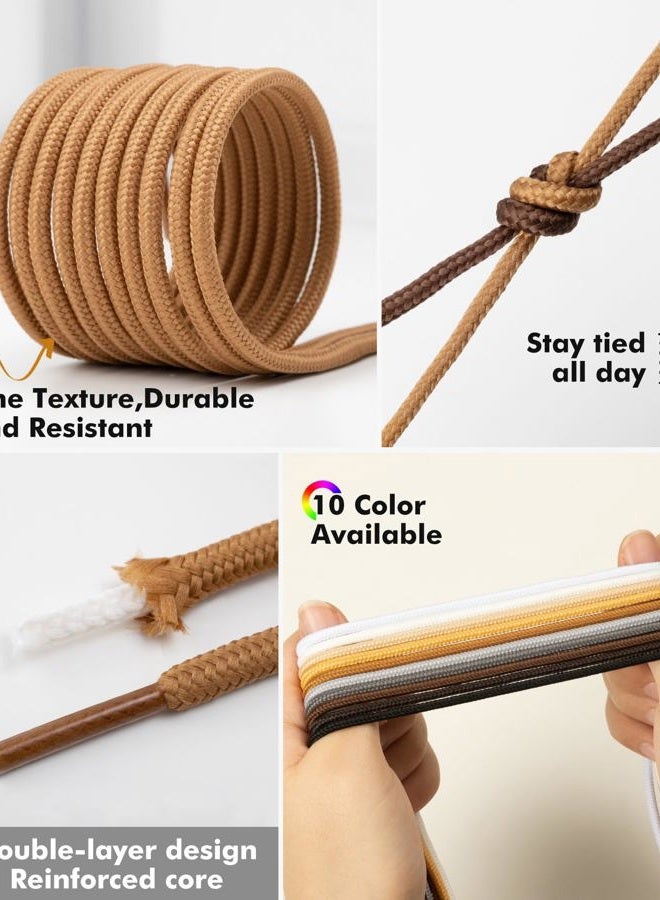 Handshop 2 Pairs Round Boots Shoelaces 3.5 MM Athletic Replacement Shoe Laces 30-63” Shoestrings For Running Sporting Walking Caramel Brown 91, 3.5mm-caramel Brown, 36"(91cm) - Image 4