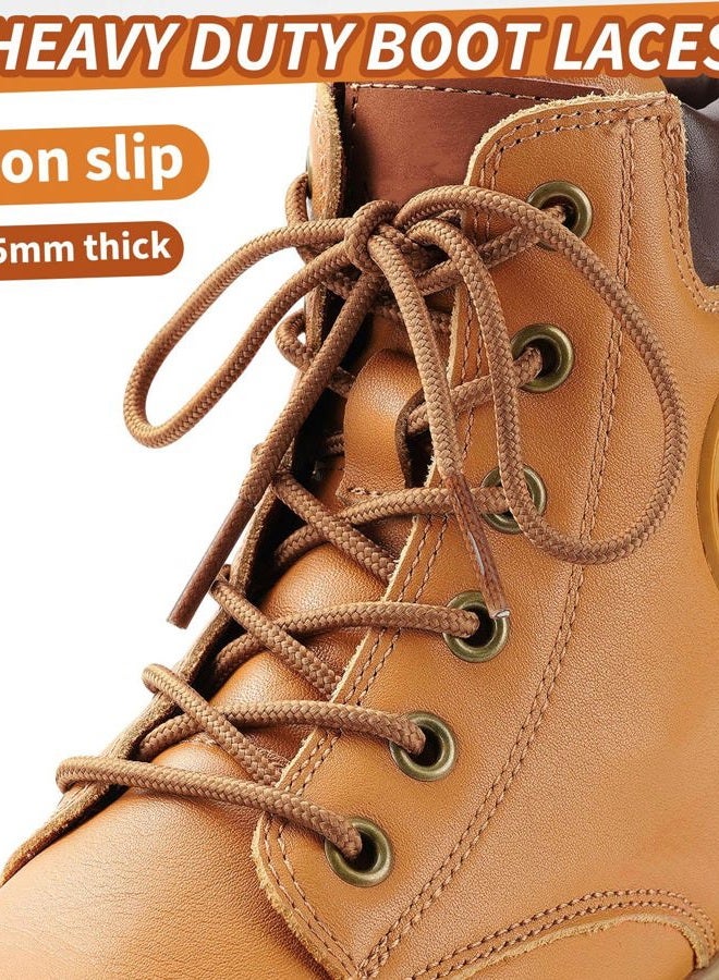 Handshop 2 Pairs Round Boots Shoelaces 3.5 MM Athletic Replacement Shoe Laces 30-63” Shoestrings For Running Sporting Walking Caramel Brown 91, 3.5mm-caramel Brown, 36"(91cm) - Image 2