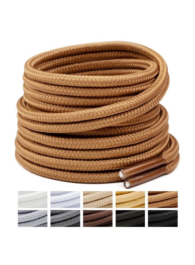 Handshop 2 Pairs Round Boots Shoelaces 3.5 MM Athletic Replacement Shoe Laces 30-63” Shoestrings For Running Sporting Walking Caramel Brown 91, 3.5mm-caramel Brown, 36"(91cm) - Image 1