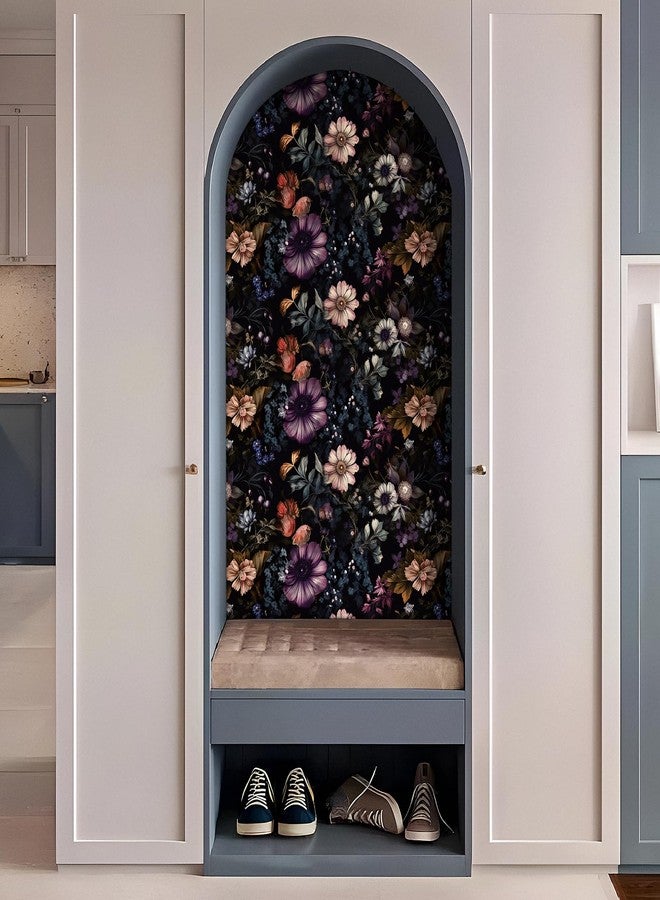 ReWallpaper ورق حائط ReWallpaper Moody Floral Wallpaper قابل للتقشير واللصق، ورق حائط داكن عتيق لغرفة النوم، ورق حائط ذاتي اللصق بنقشة الأزهار الداكنة، ديكور بوهو ديزي، ملصقات حائط على شكل زهرة الفاوانيا لغرفة المعيشة، 17.5 بوصة × 10 أقدام - Image 4