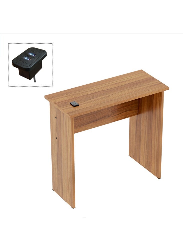 Mahmayi Mahmayi Modern Study Table with BS02 Desktop Socket with USB A/C Port, Modern Executive Desk for Office, Home, Schools, Laptop, Computer Workstation Table- Natural Dijon Walnut - Image 1