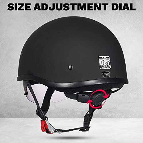 ILM Motorcycle Half Helmet with Sunshield Quick Release Strap Half Face Fit for Cruiser Scooter DOT Approved 883V (Matte Black, Medium) - Image 3